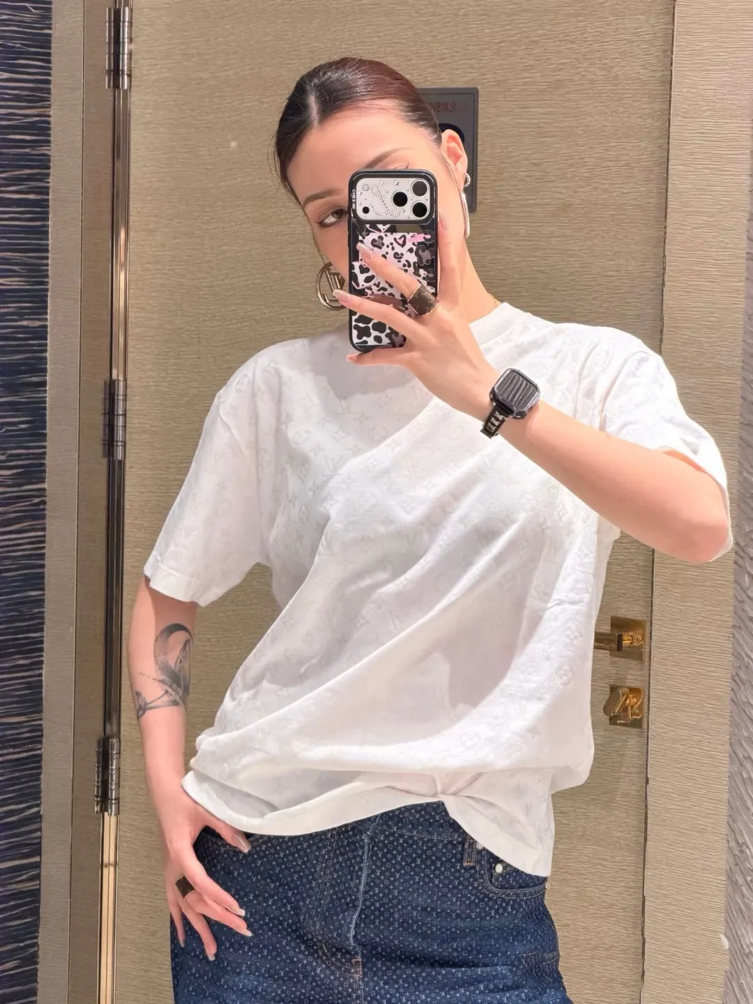 Louis Vuitton/Louis Vuitton 26ss presbyopia luminous logo short sleeves